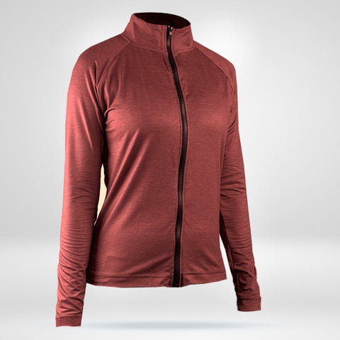 Women's Mach Full Zip Up Shirt - Heathered Brick