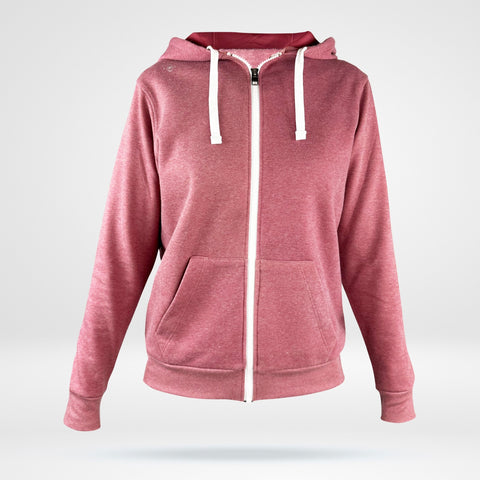Women's Zip Up Hoodie - Fleece - Mauve