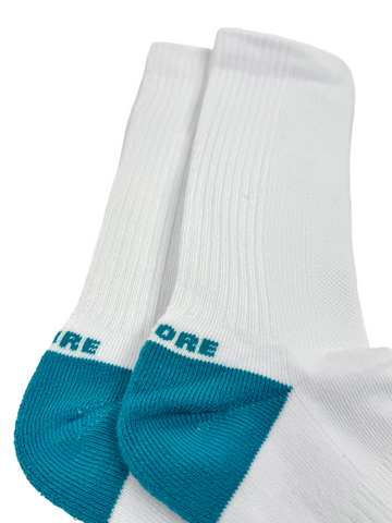 Triple Threat Socks - White/Teal
