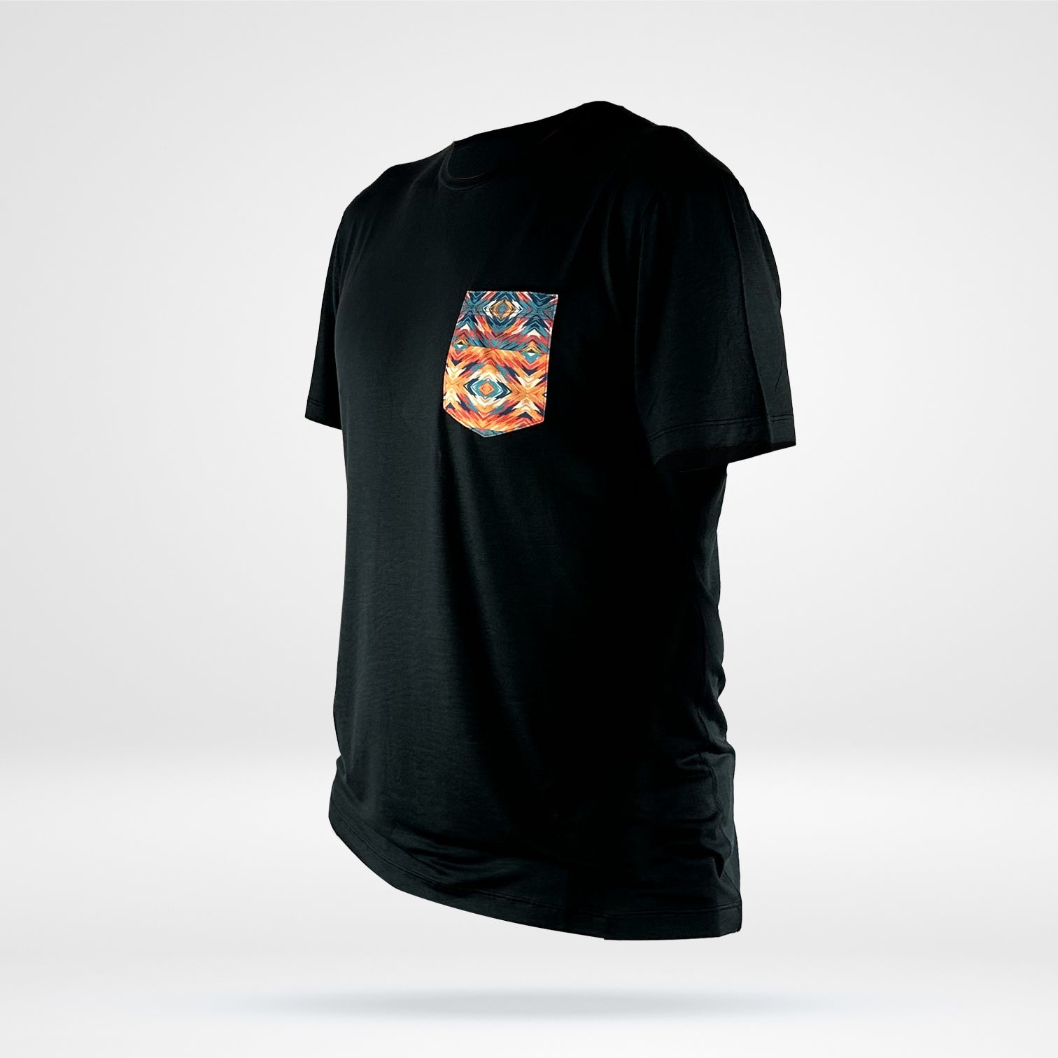 Men’s Bamboo Pocket T - Black w-Orange Pattern Pocket