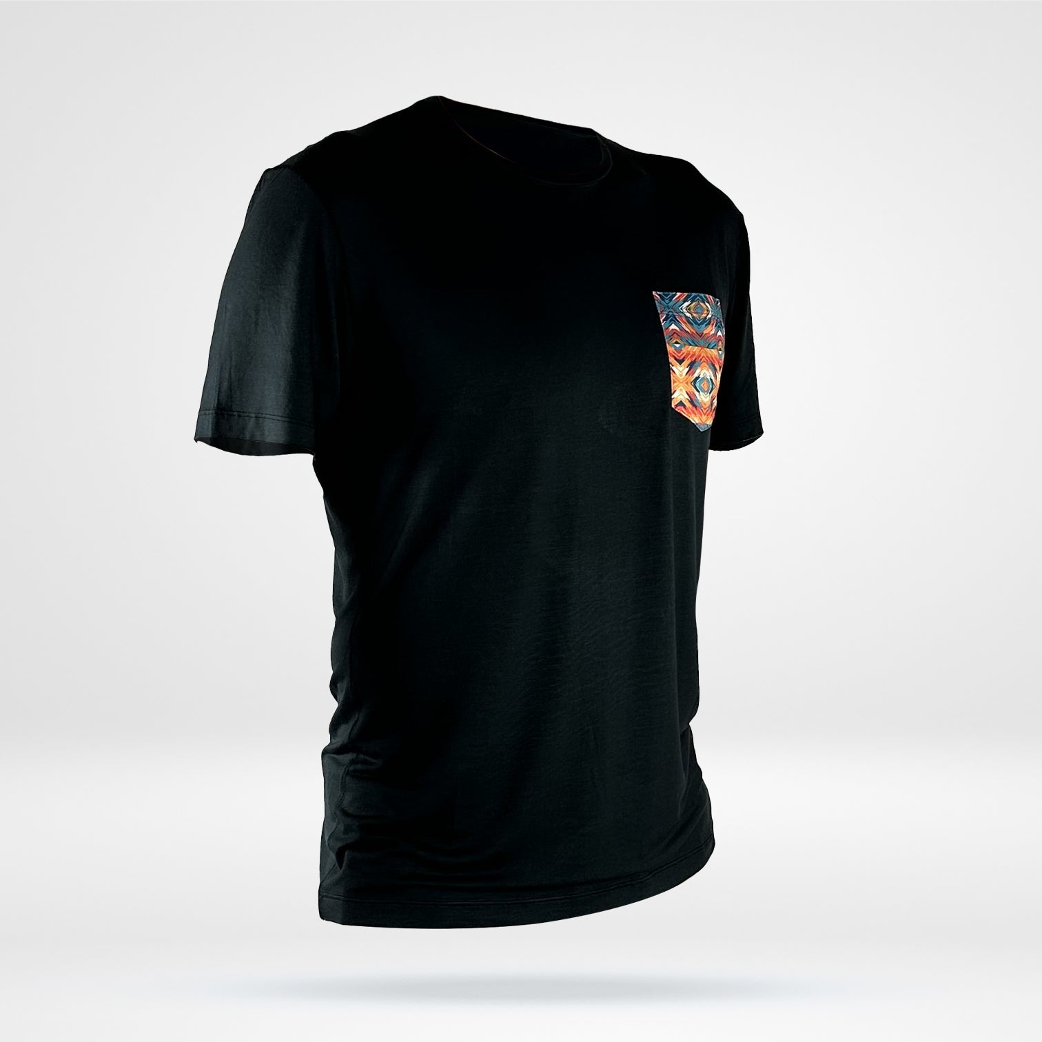 Men’s Bamboo Pocket T - Black w-Orange Pattern Pocket