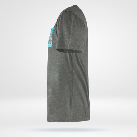 Men’s Bamboo Pocket T- Grey w-Blue Pattern Pocket