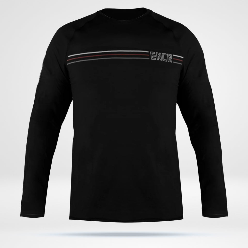 Men's Long Sleeve Bamboo Tee - Black ENCR Stripes