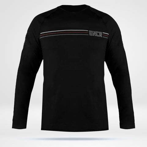 Men's Long Sleeve Bamboo Tee - Black ENCR Stripes