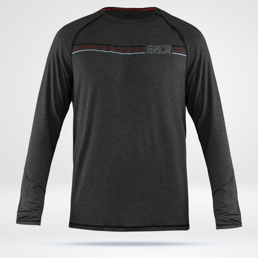 Men's Long Sleeve Bamboo Tee - Charcoal ENCR Stripes