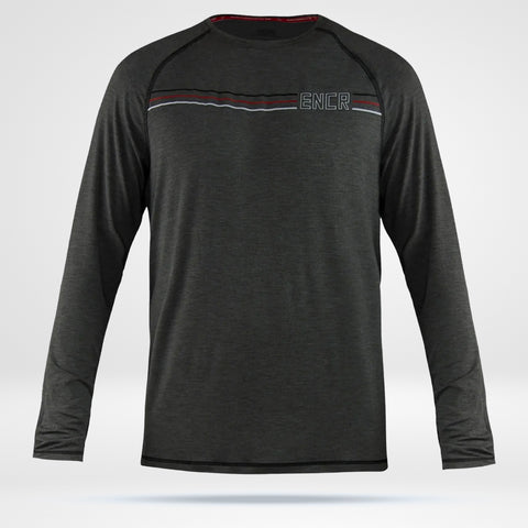Men's Long Sleeve Bamboo Tee - Charcoal ENCR Stripes