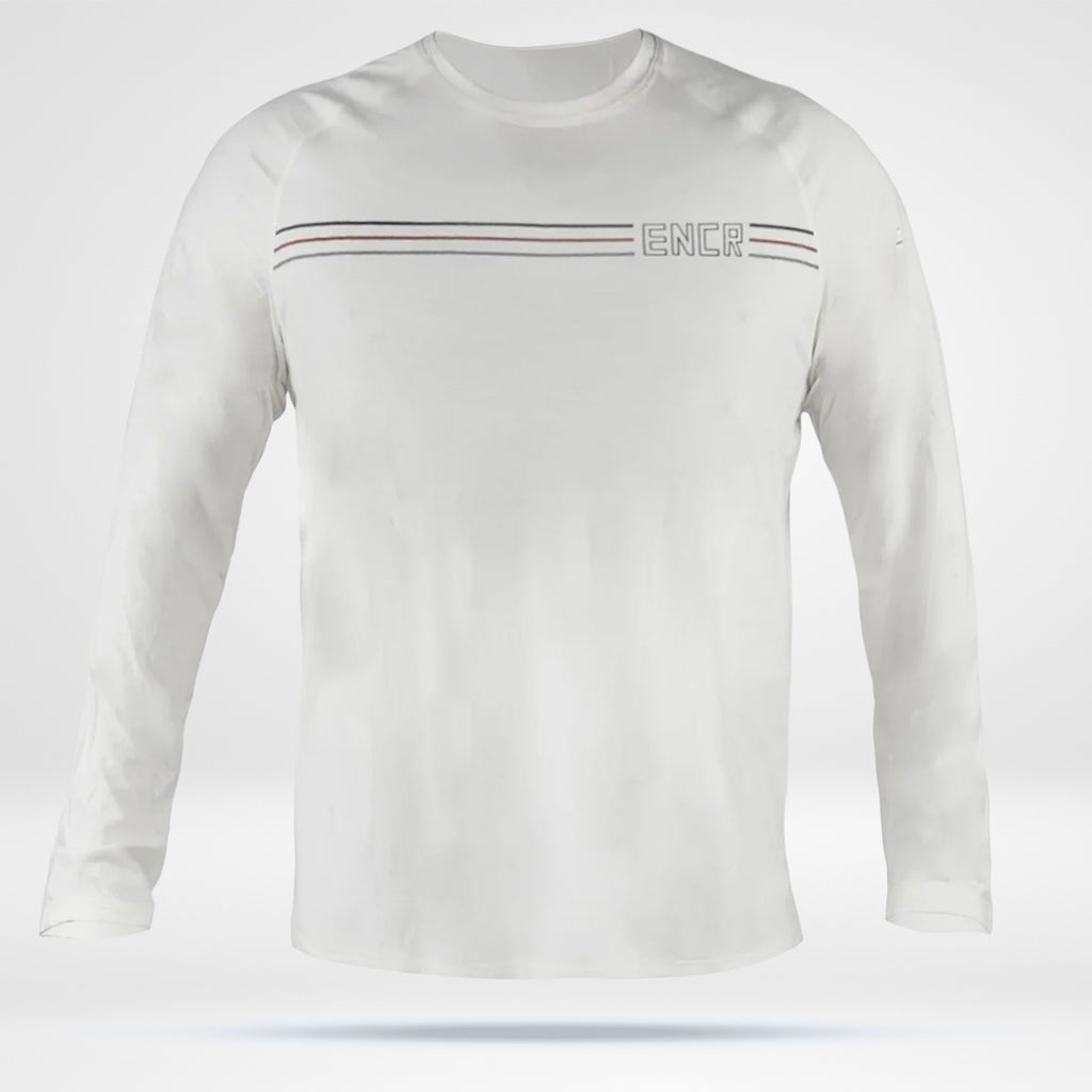 Men's Long Sleeve Bamboo Tee - Cream ENCR Stripes