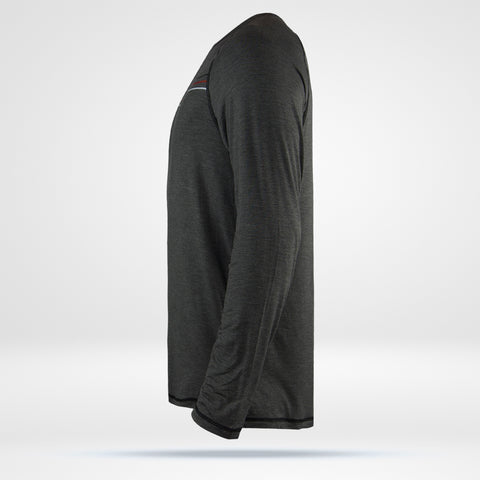 Men's Long Sleeve Bamboo Tee - Charcoal ENCR Stripes