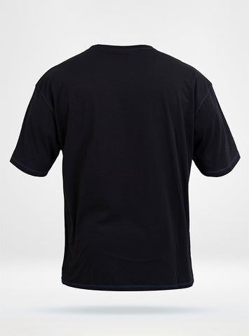 Men's Vortex Oversized Tee - Black W/Blue Stitching