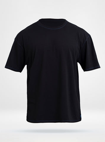 Men's Vortex Oversized Tee - Black W/Blue Stitching