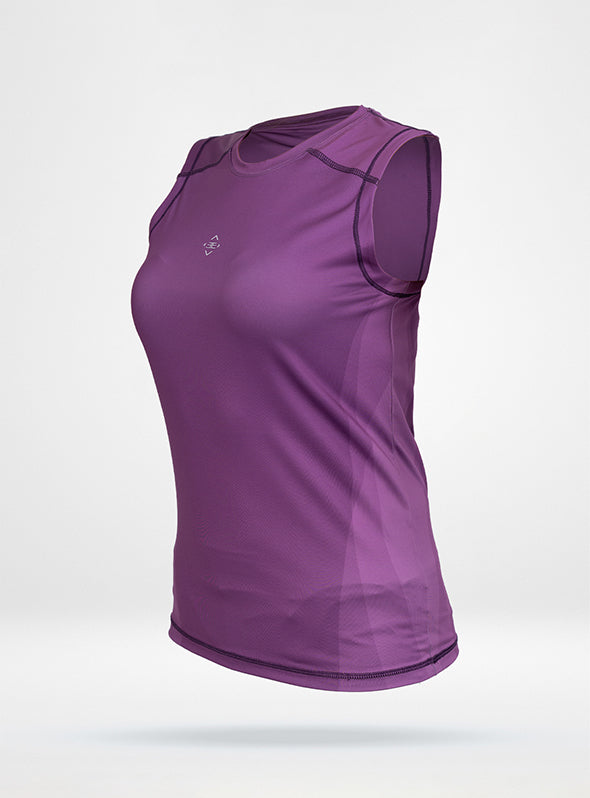 Women's Compression Sleeveless Tee in DezTek Medium - Plum
