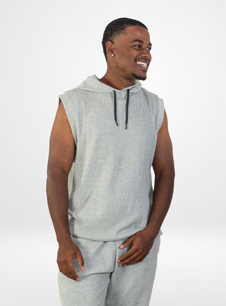 Men's Sleeveless Hoodie in Waffle Jack