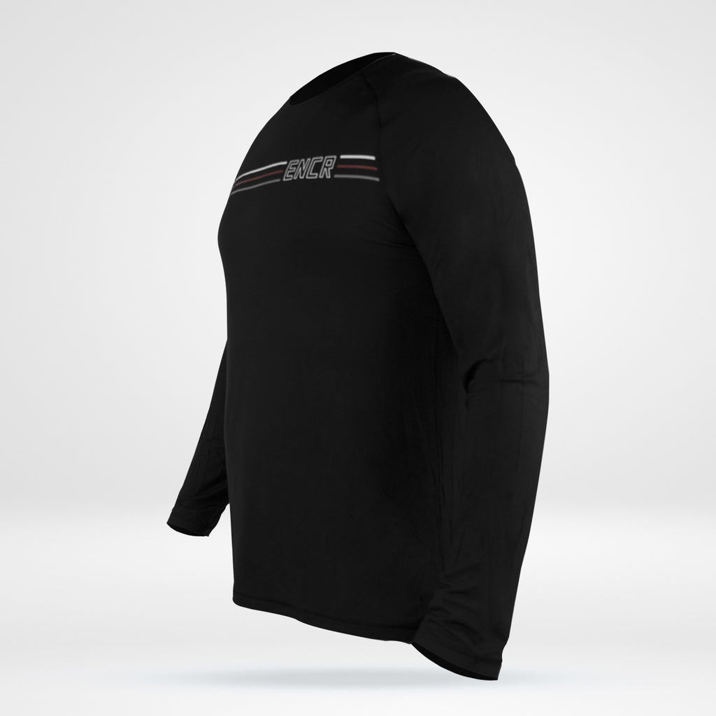 Men's Long Sleeve Bamboo Tee - Black ENCR Stripes